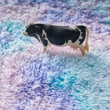ROHATIM Plüsch Teppich Rund, Weicher Wohnzimmer Teppich 100 cm, Blau-violett