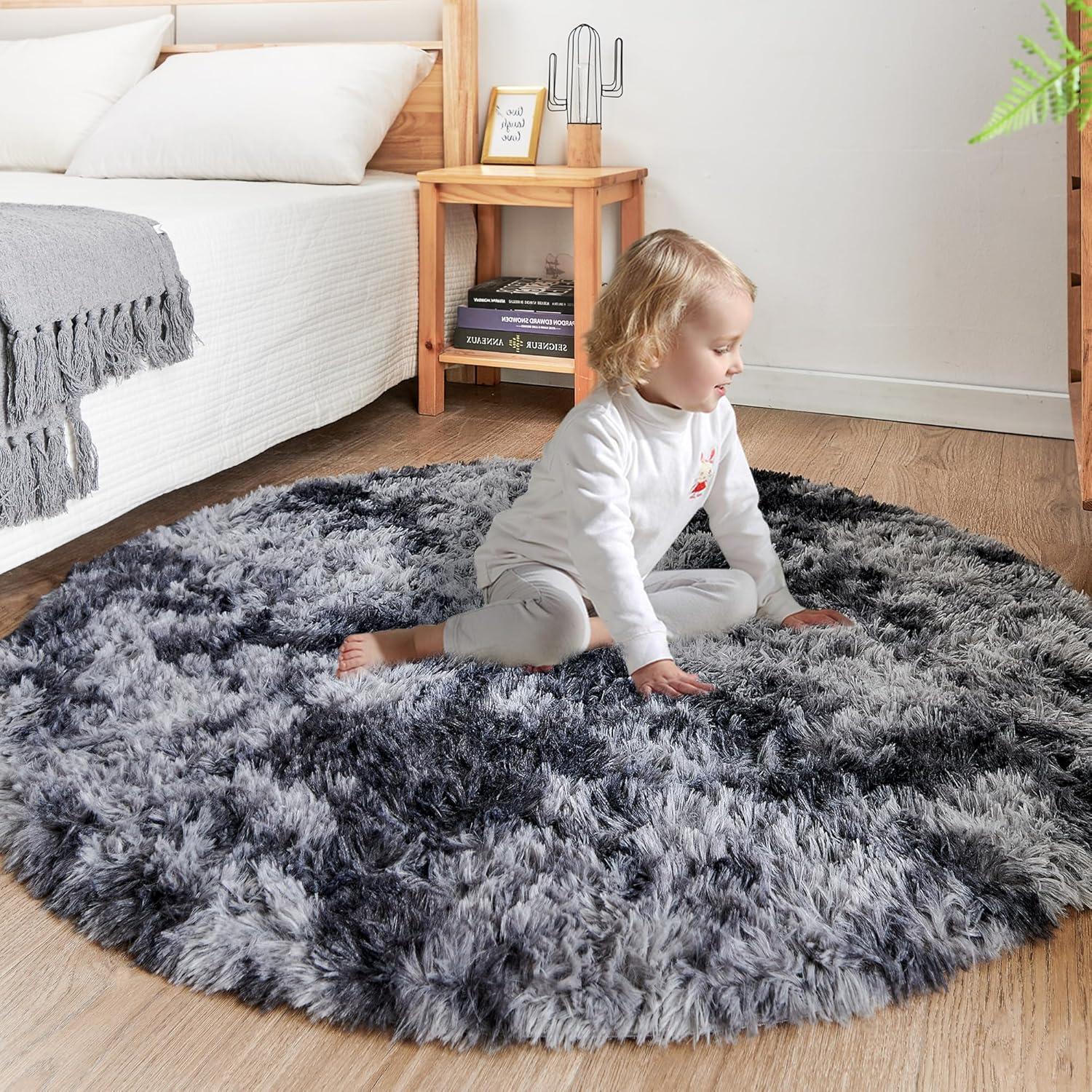 Flauschiger Runder Teppich für Schlaf- und Wohnzimmer
