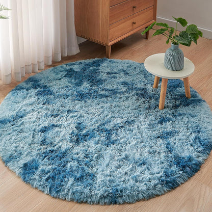 Flauschiger Plüschteppich Rund für Wohn- und Schlafzimmer 100 cm