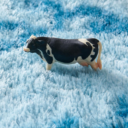 ROHATIM Plüsch Teppich Rund Flauschig Wohnzimmer Kindermatte 100cm Blau