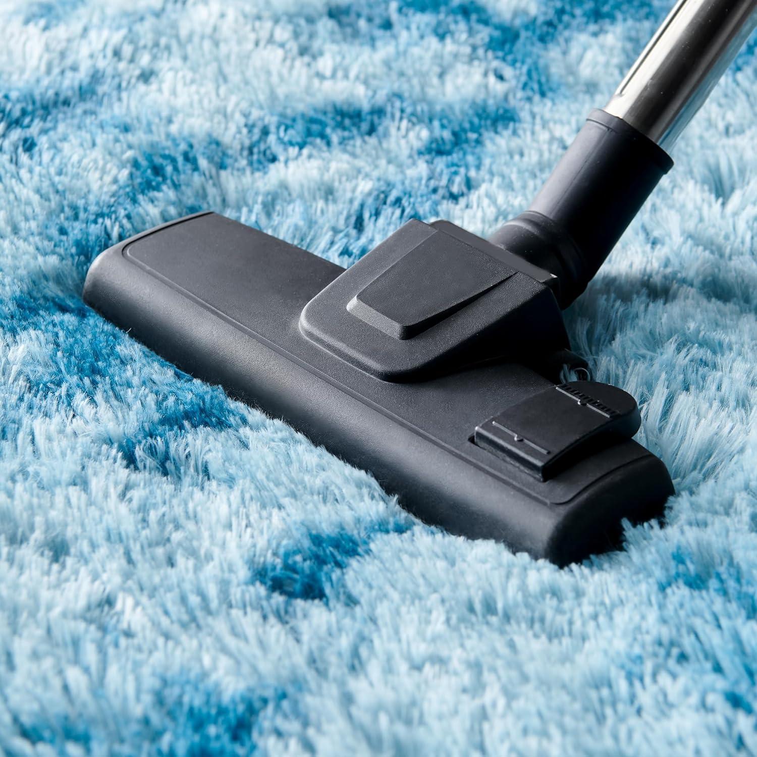 Plüsch Teppich Rund 100 cm Pfauenblau für Wohnzimmer & Schlafzimmer