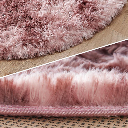 ROHATIM Flauschiger Plüschteppich Rund Lila-rosa 150 cm