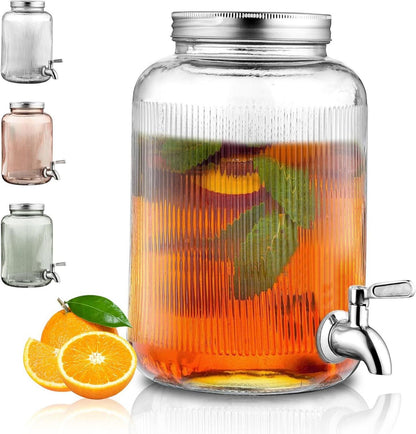Getränkespender aus Glas, 4L mit Edelstahlhahn