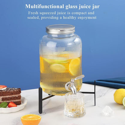 Getränkespender aus Glas, 4L mit Edelstahlhahn