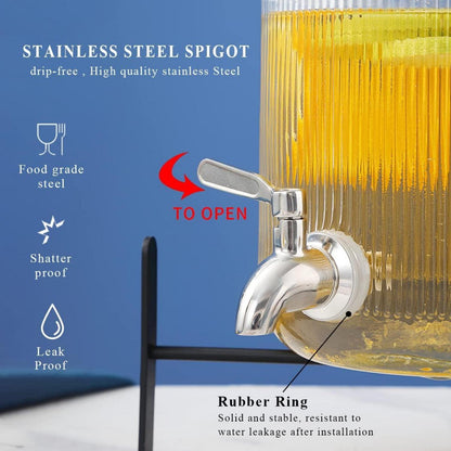 Bergländer 4L Getränkespender aus Glas mit Edelstahlhahn Transparent