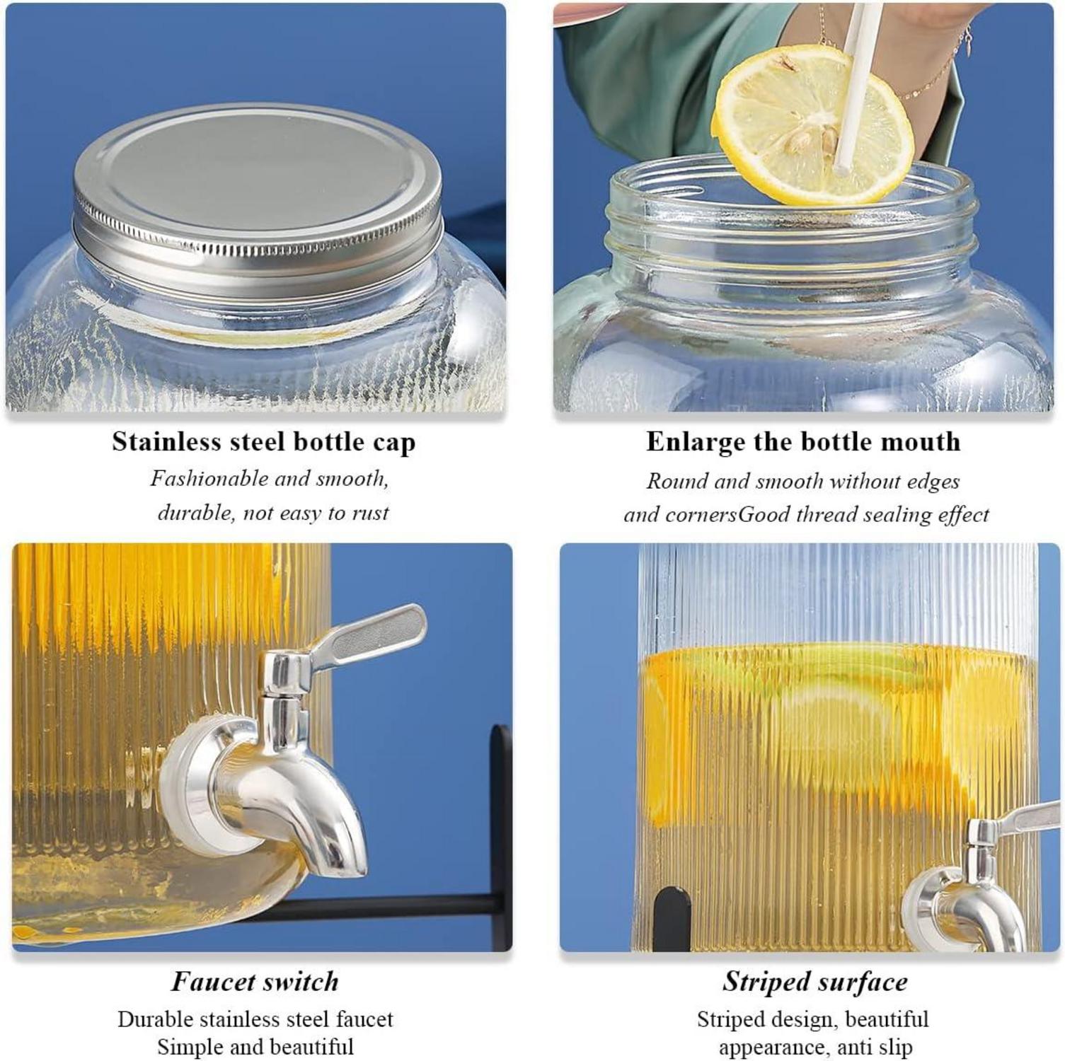 Getränkespender aus Glas 4L mit Edelstahlhahn transparent