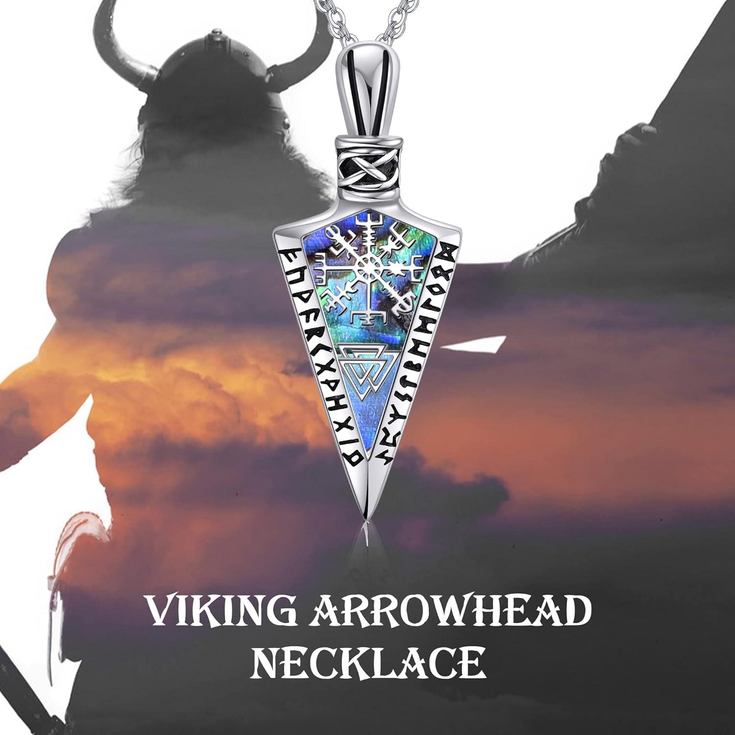 Wikinger Kompass Halskette aus 925 Sterling Silber Gungnir Anhänger