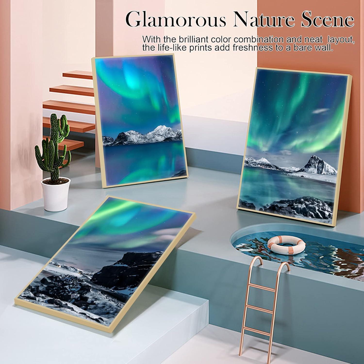 Nordlichter Bilder Mit Rahmen Holz Leinwand Wandbilder