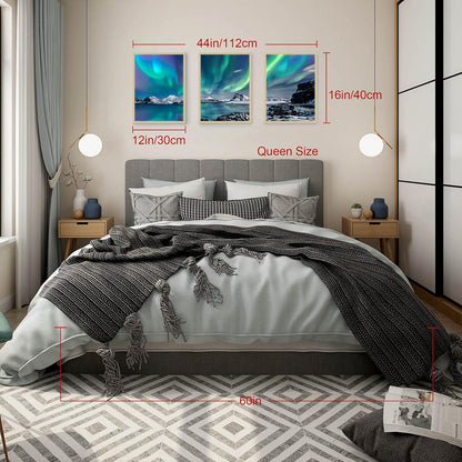 Moderne Nordlichter Bilder mit Rahmen aus Holz auf Leinwand