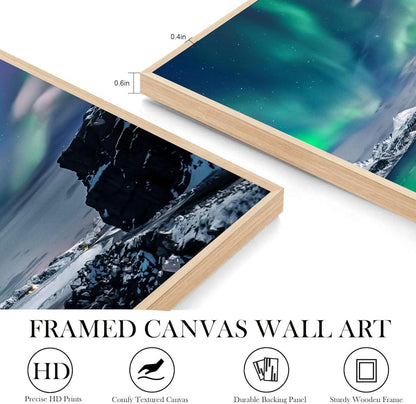 Nordlichter Bilder Leinwand Modern Aurora Landschaft 30x40cm 3er Set