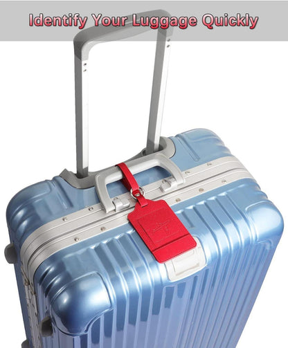 3er Set Kofferanhänger Rot PU Leder Flugreise Adressschild