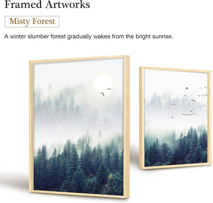 Nebelwald Bilder Leinwand mit Holzrahmen 30x40cm 3er Set