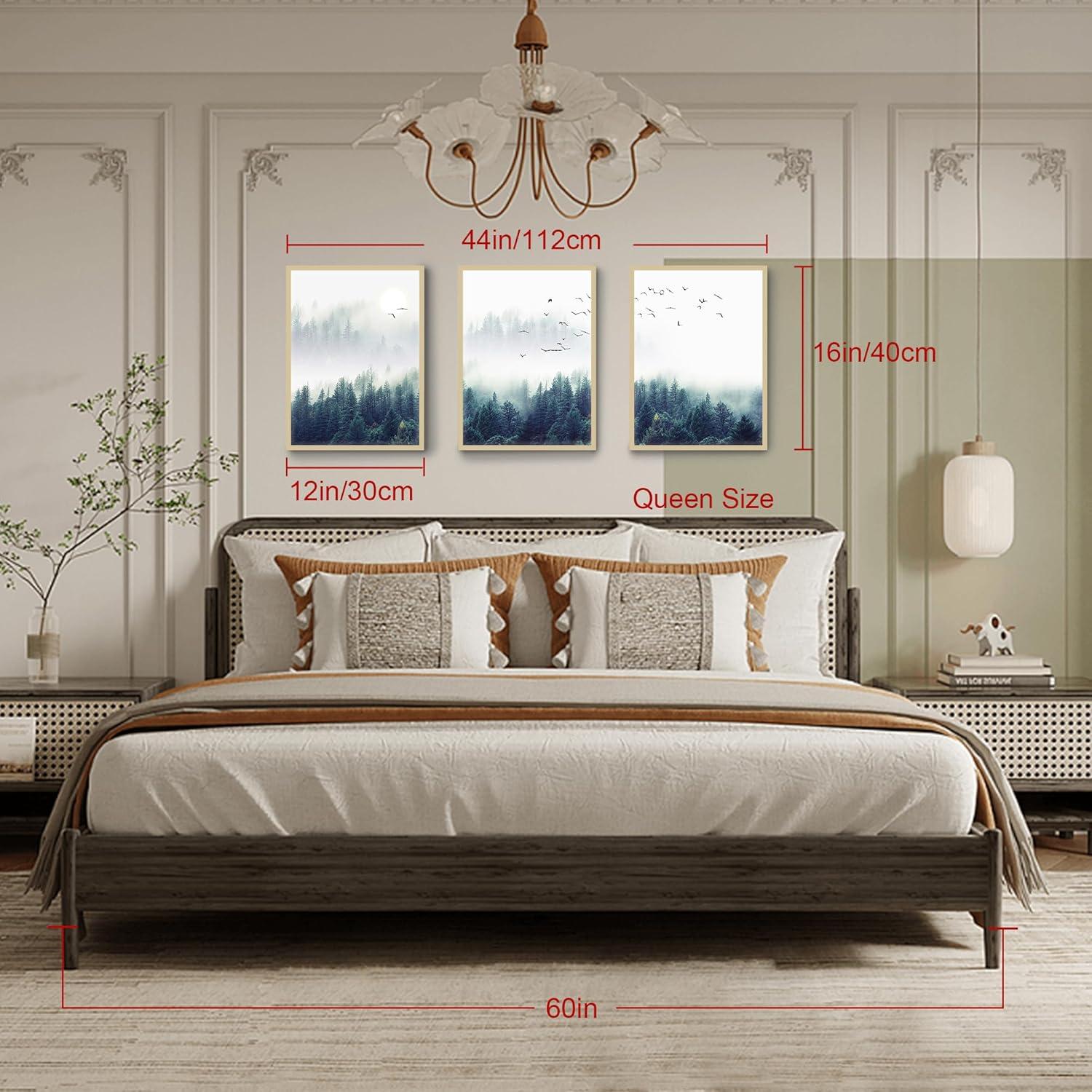 Hyidecorart Moderne Nebelwald Bilder Leinwand mit Holzrahmen - 30x40cm 3er Set