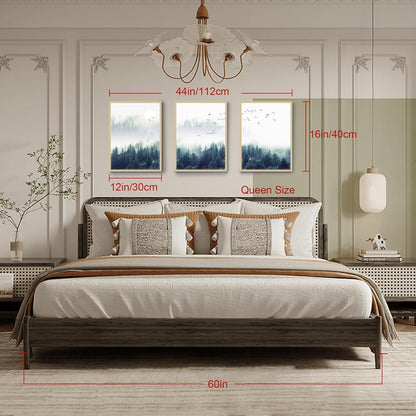 Hyidecorart Moderne Nebelwald Bilder Leinwand mit Holzrahmen - 30x40cm 3er Set