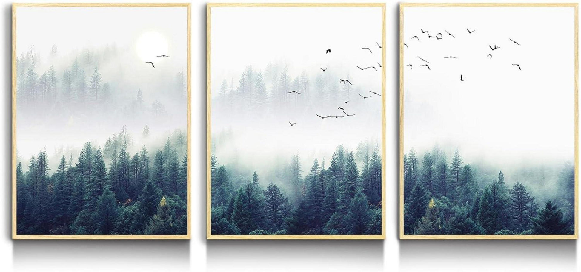 Hyidecorart Moderne Nebelwald Bilder Leinwand mit Holzrahmen - 30x40cm 3er Set