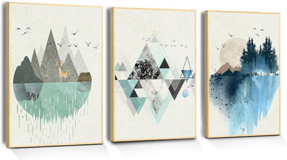 Abstrakte Geometrische Berg Landschaft Wandbilder Mit Rahmen 40x30 cm