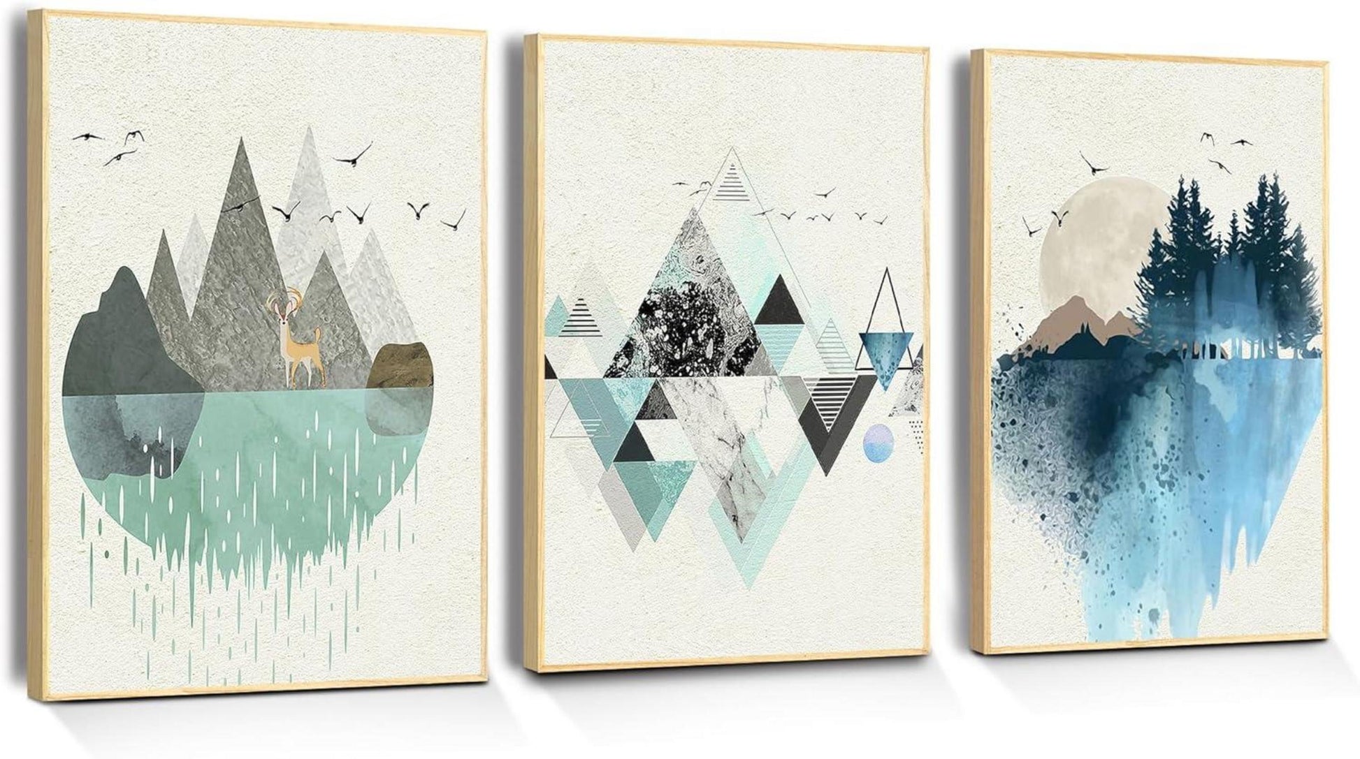 Abstrakte Geometrische Berg Landschaft Wandbilder Mit Rahmen 40x30 cm