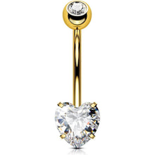 Bauchnabelpiercing Titan Herz mit Zirkonia, 14mm, 1.6mm