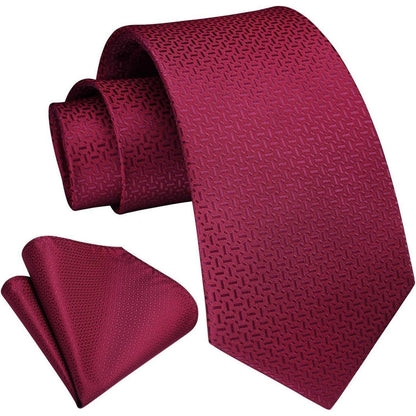 Krawatten- und Einstecktuch-Set Herren Burgund 8,5cm