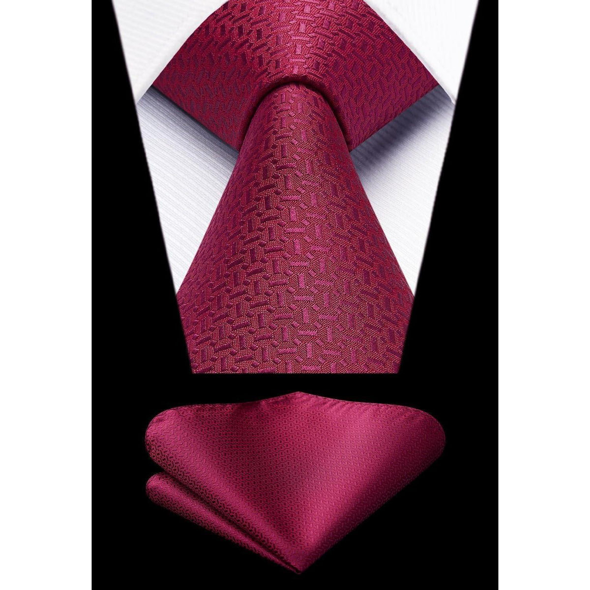 Krawatten- und Einstecktuch-Set Herren Burgund 8,5cm
