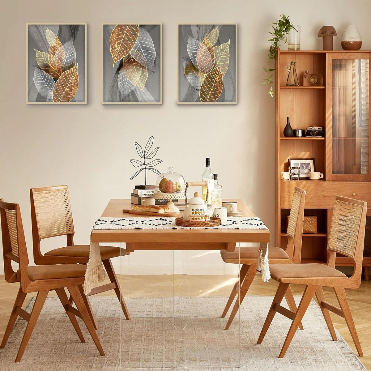 Blätter Bilder mit Rahmen Holz Natur Pflanzen Wandbild Modern