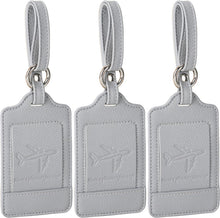 Kofferanhänger 3er Set Adressschild PU Leder Flugreise Grey