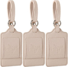 3er Set PU Leder Kofferanhänger mit Adressschild Beige