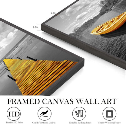Hyidecorart Bilder Mit Rahmen Schwarz Landschaft Natur 3er Set 30x40cm