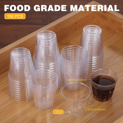 150 Stück Plastik Schnapsgläser 30ml Shot Becher PS
