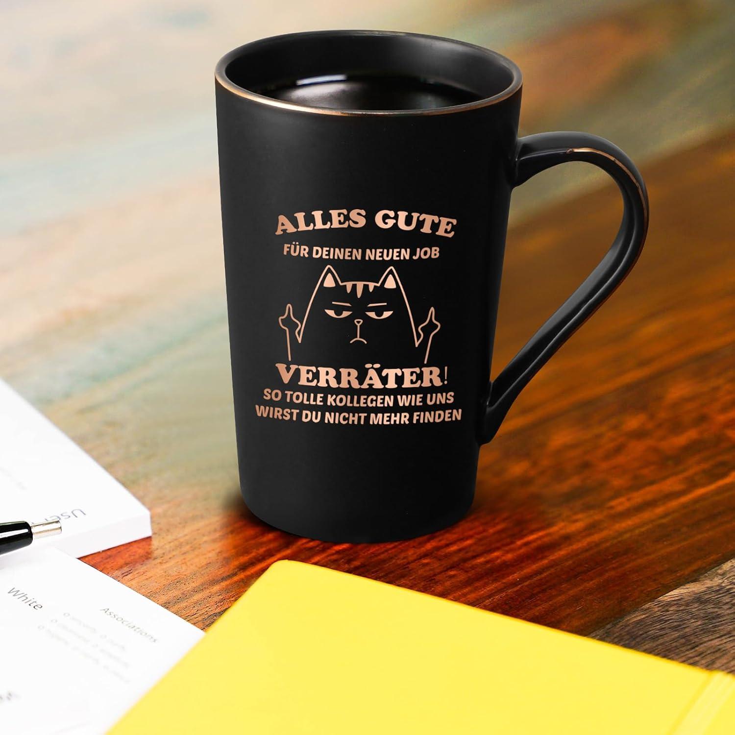 Abschiedsgeschenk Kaffeetasse 400ml Marmor Geschenkbox Gold