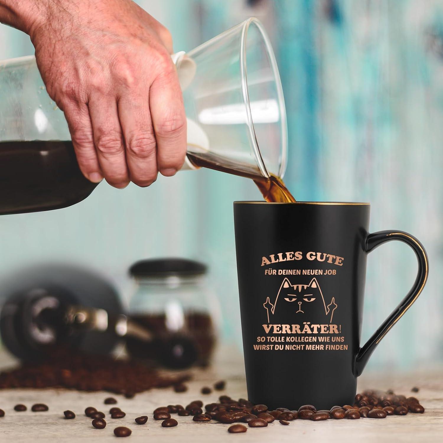 Abschiedsgeschenk Tasse Kollegen Jobwechsel Schwarz Gold 400ml