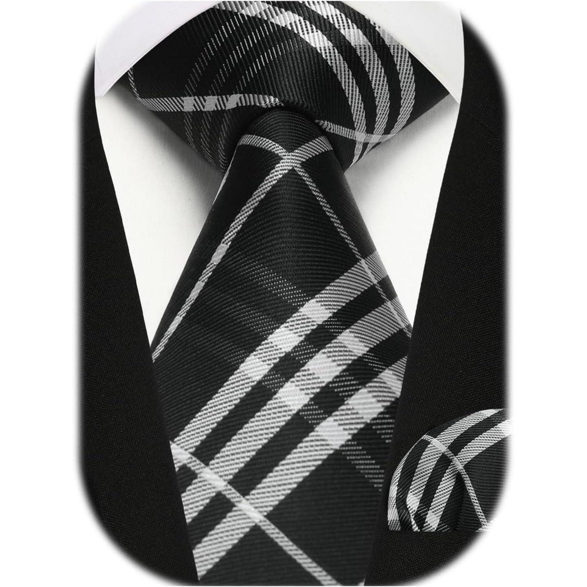 Krawatten-Set Herren mit Einstecktuch kariert/gestreift Business Hochzeit