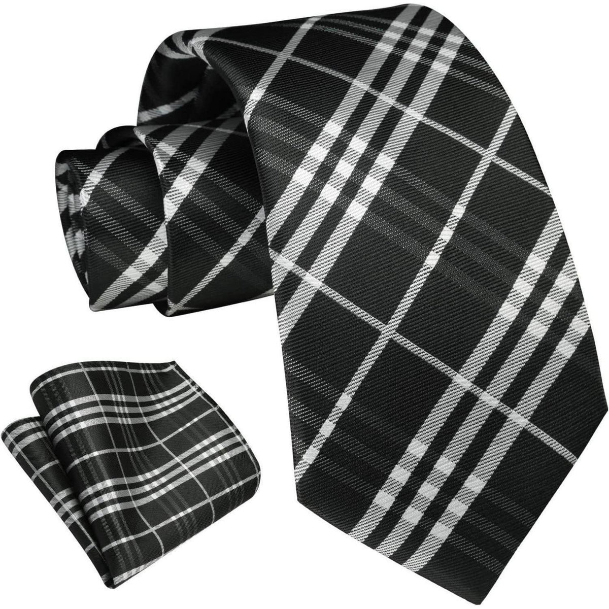 Krawatten-Set Herren mit Einstecktuch kariert/gestreift Business Hochzeit