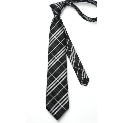 Krawatten-Set Herren mit Einstecktuch kariert/gestreift Business Hochzeit