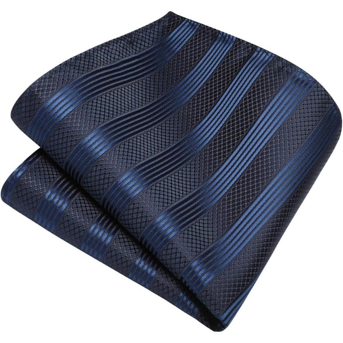Krawatten-Set Herren mit Einstecktuch, kariert/gestreift, navyblau