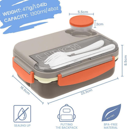 Bugucat Lunchbox Kinder Bentobox mit Fächern 1300ML 3 Stücke