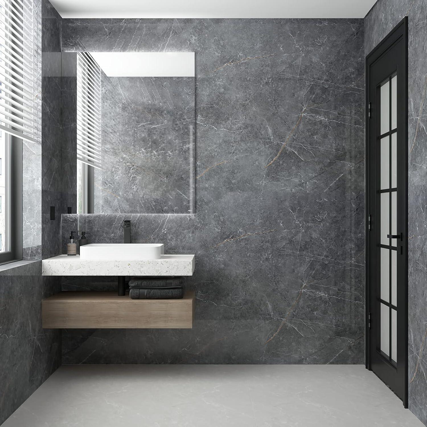 Selbstklebende Marmor Granit Tapete Dunkelgrau 80x400cm PVC Folie
