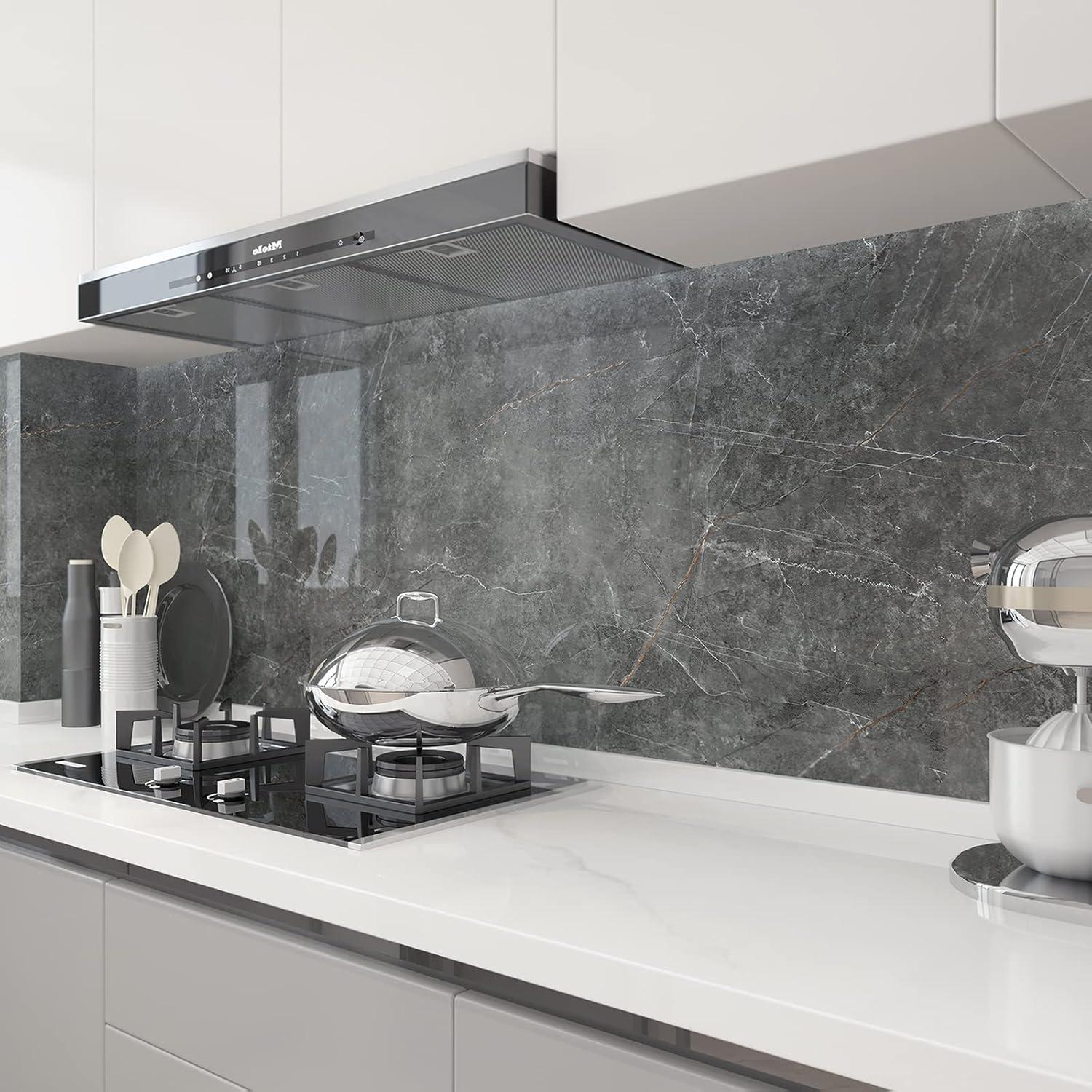 Selbstklebende Möbelfolie Marmor Granit Dunkelgrau 80x400 cm