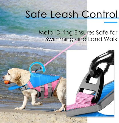 ThinkPet Hund Schwimmweste Rettungsweste mit Auftrieb Blau Rosa