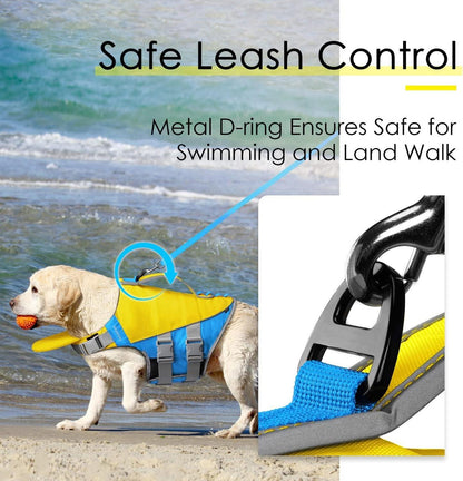 ThinkPet Hund Schwimmweste Rettungsweste Auftrieb Blau Gelb