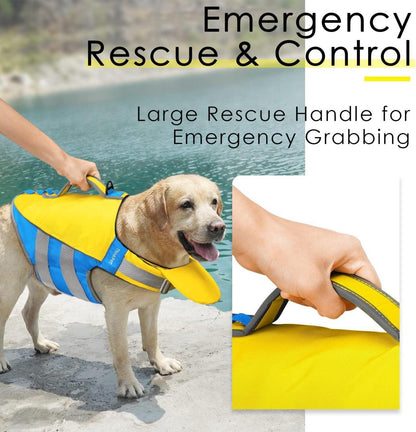 Hund Schwimmweste Rettungsweste Auftrieb Reflektierend Gelb Blau Schutz