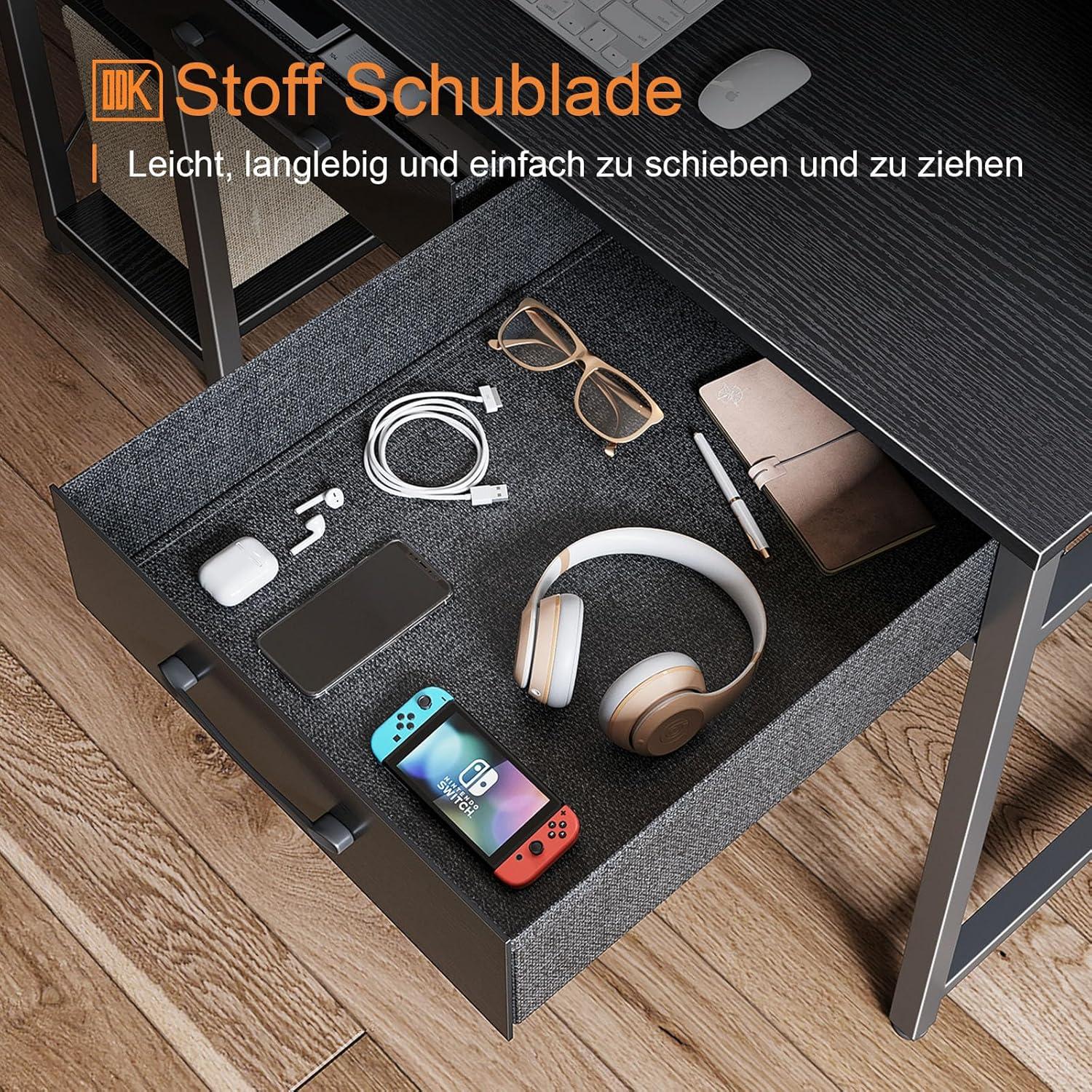 Schreibtisch mit Regalen, Schubladen, Monitorständer 120x50cm