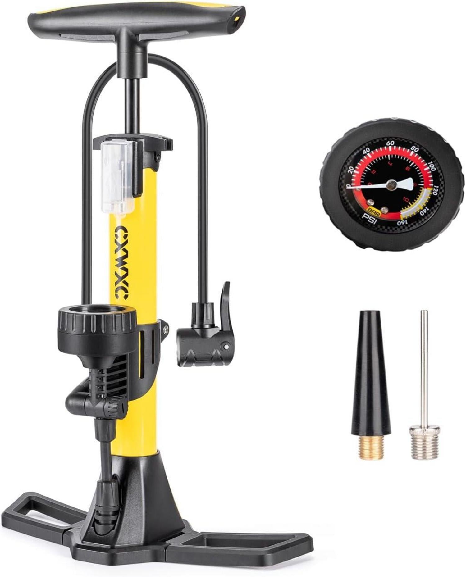 Fahrradpumpe mit Manometer für alle Ventile 160 PSI 11 Bar Standpumpe