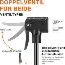Fahrradpumpe mit Manometer für alle Ventile 160 Psi Gelb