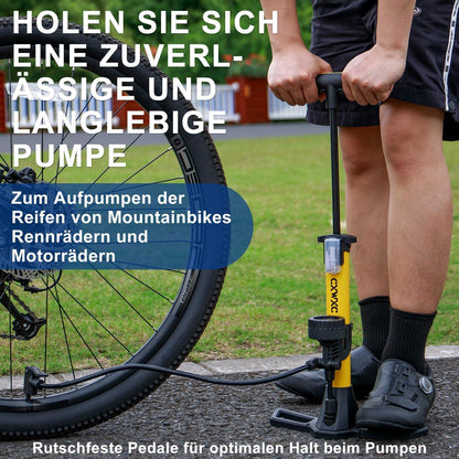 Fahrradpumpe mit Manometer 160 Psi für Rennrad E-Bike Gelb