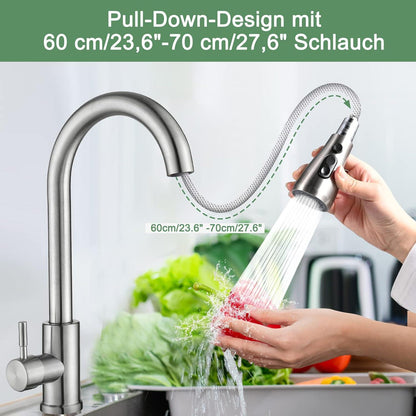 Wasserhahn Küche Ausziehbar 360° Drehbar Edelstahl
