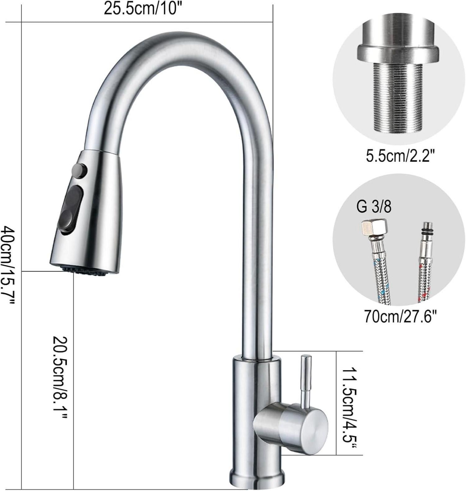 Wasserhahn Küche Ausziehbar Hochdruck 360° Drehbar 3 Modus Brause