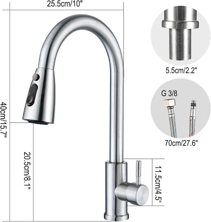 Wasserhahn Küche Ausziehbar Hochdruck 360° Drehbar 3 Modus Brause