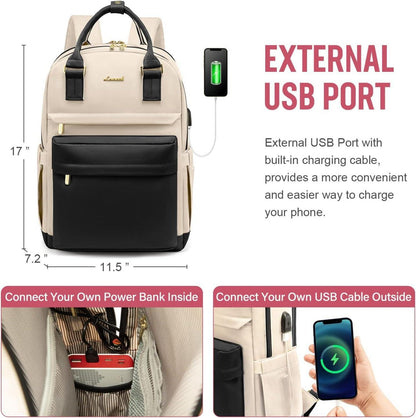Schwarzer Laptop Rucksack 15,6 Zoll Wasserdicht USB Ladeanschluss