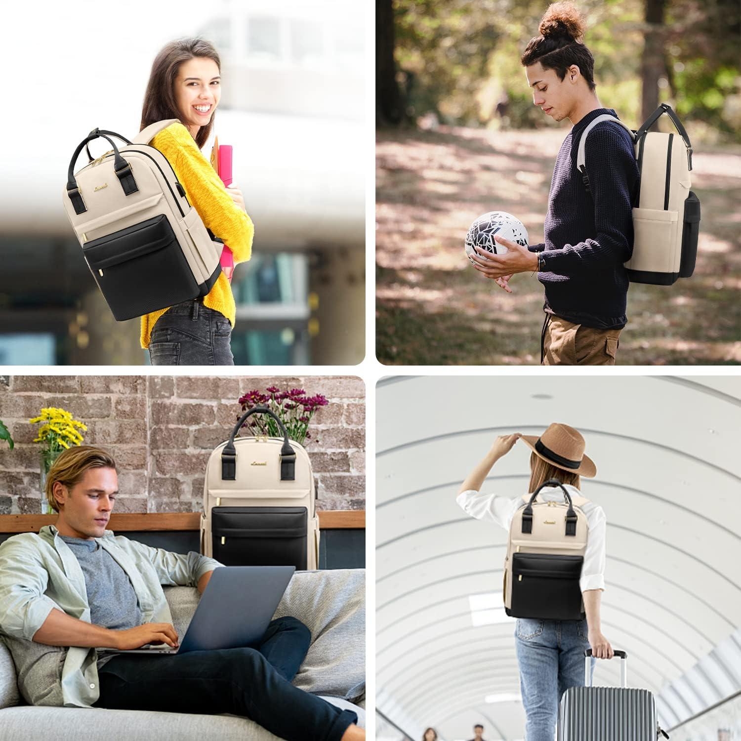 15,6 Zoll Laptop Rucksack Mädchen Wasserdicht USB Schwarz